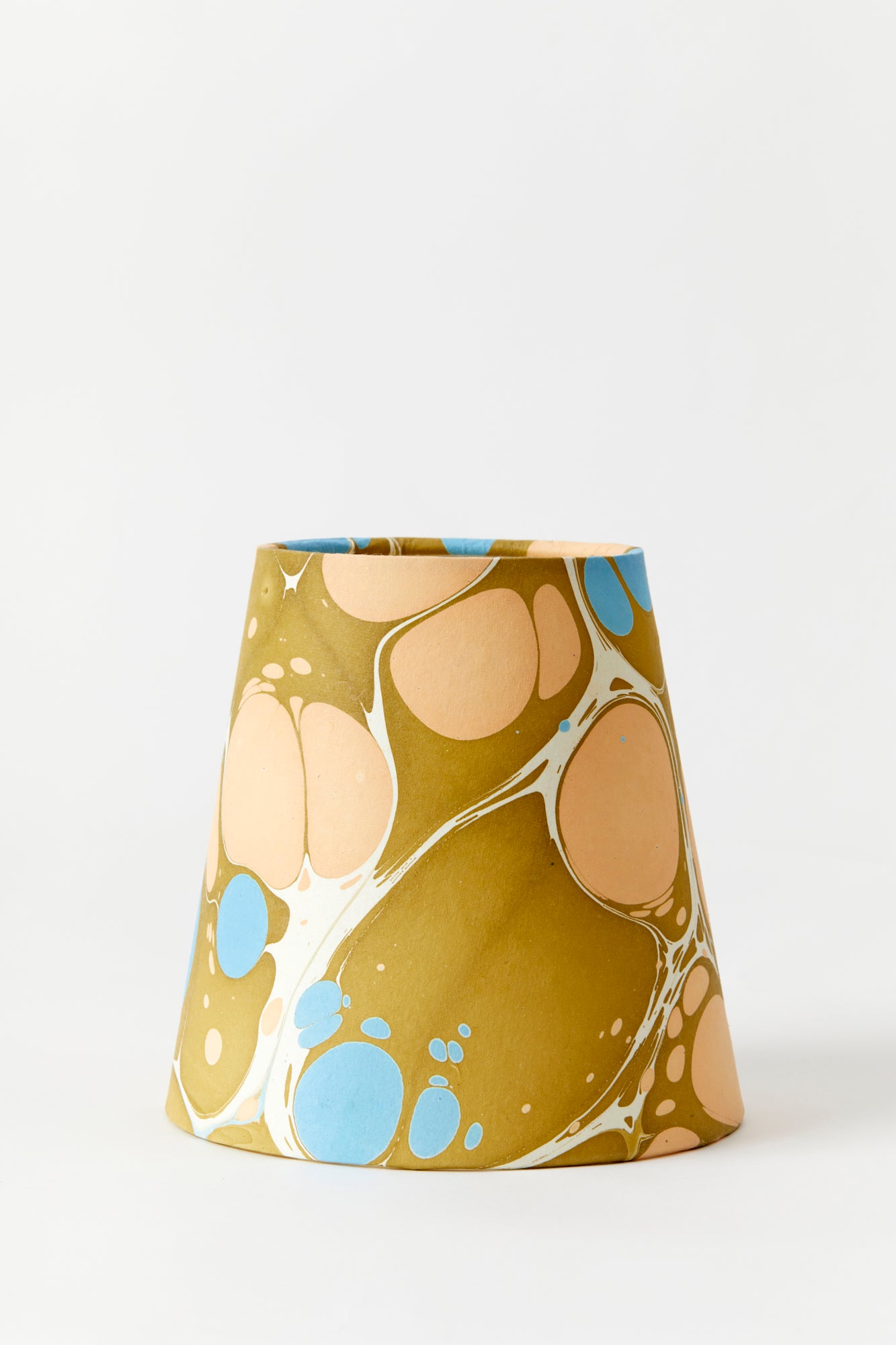 Hand marbled chandelier shades.