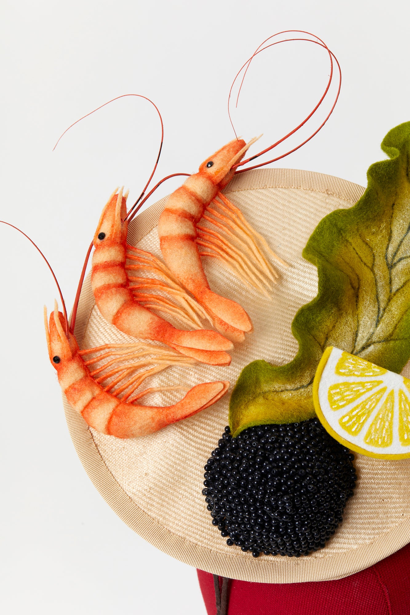 Shrimp and caviar headband.