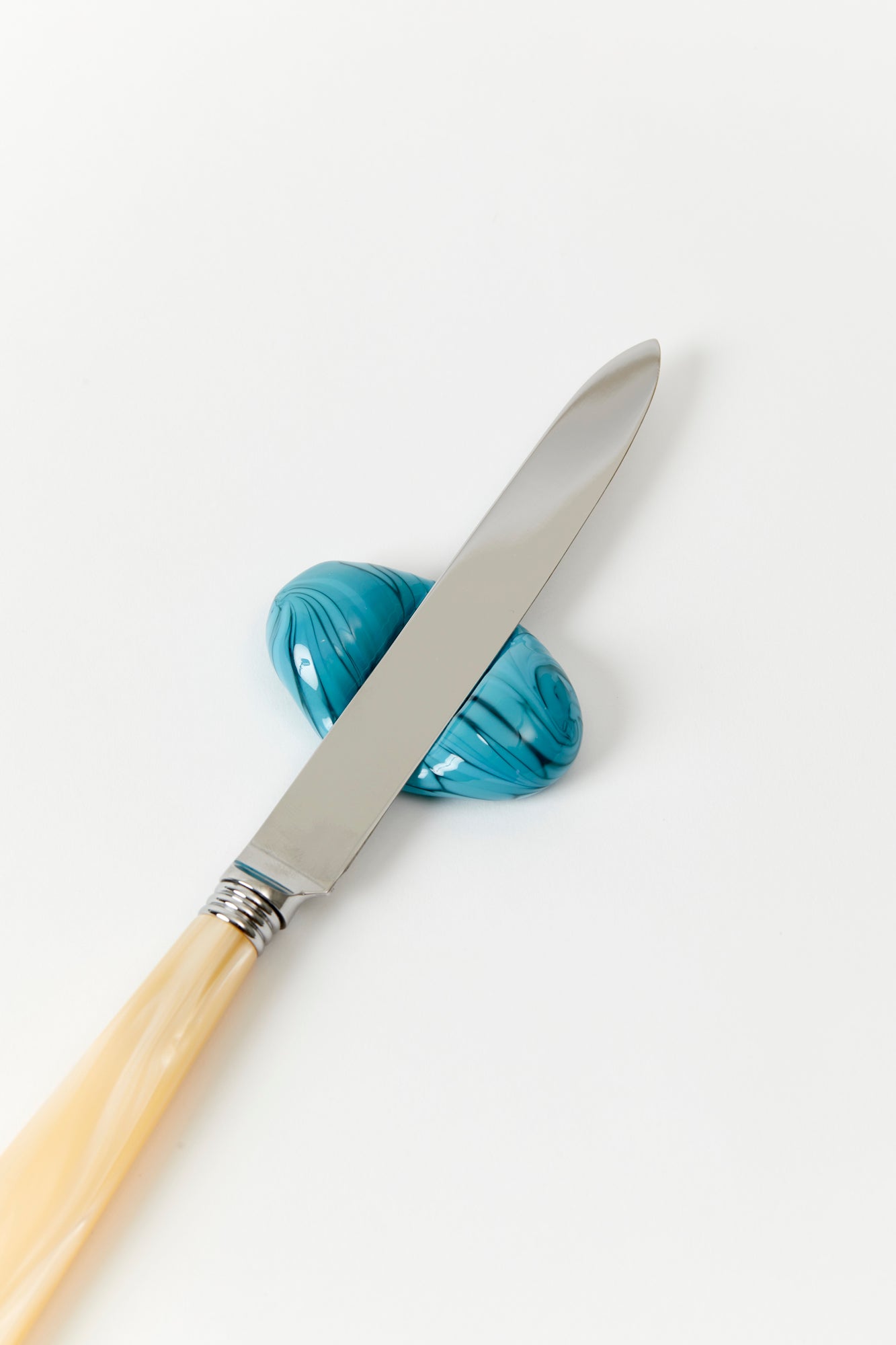 Set of four speckled glass knife rests, hand-blown.