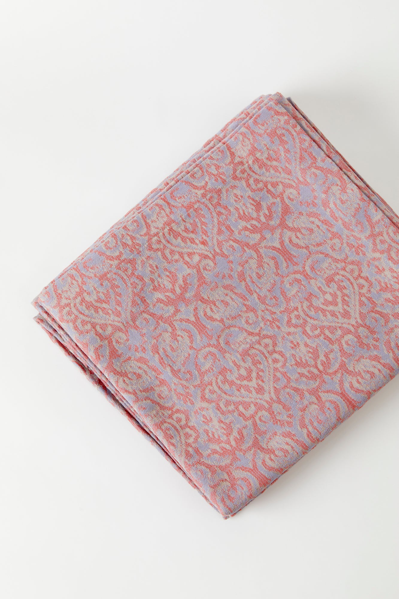 Lilac jacquard tablecloth. Made by hand in the Tuscan hills.