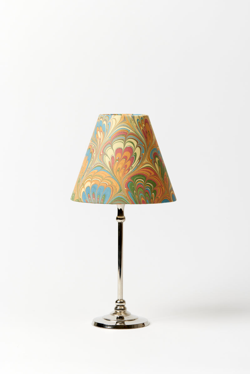 MARBLED PAPER TABLE LAMP SHADE PHEASANT FEATHERS