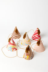 SET OF 6 MARBLED PARTY HATS