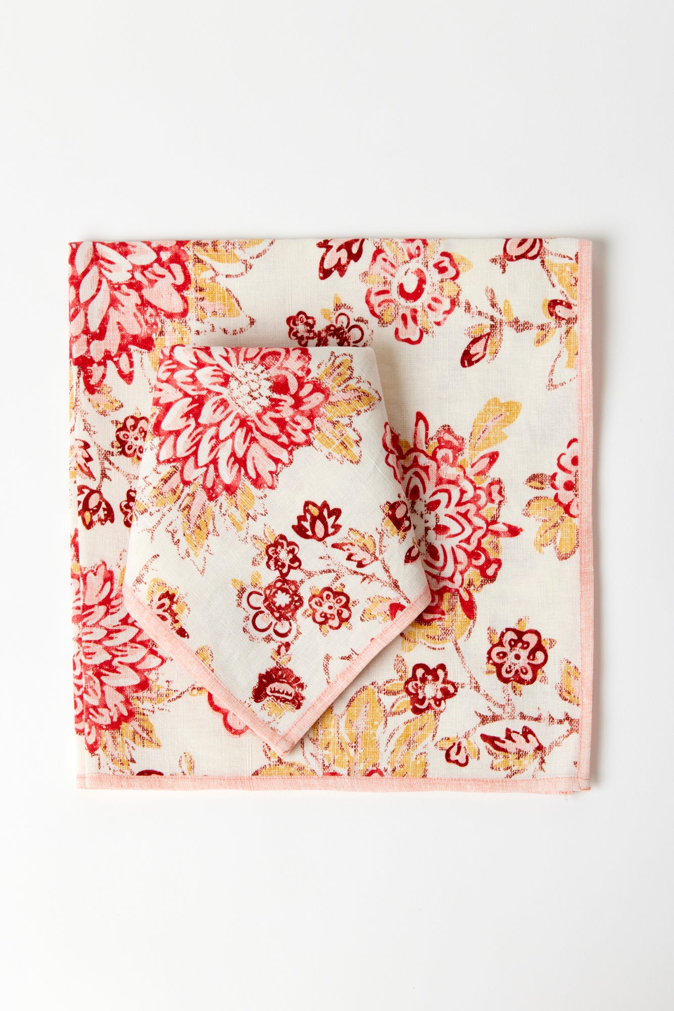 Spicy Red and Pink Floral Dinner Napkin.