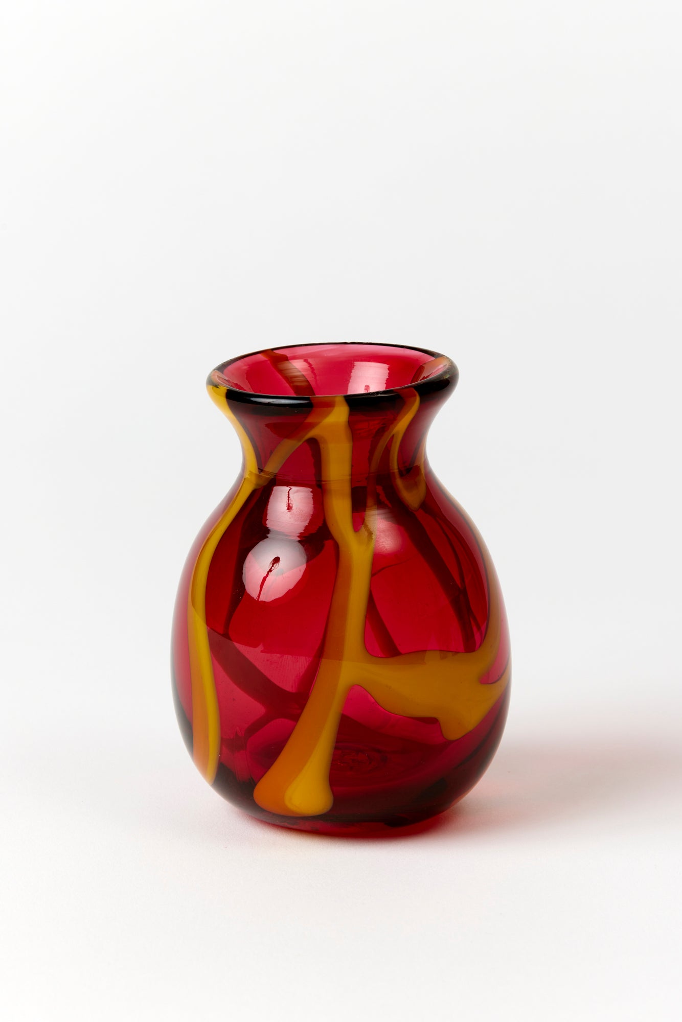 Handblown glass swirled bud vases. Made by Paul Arnhold.