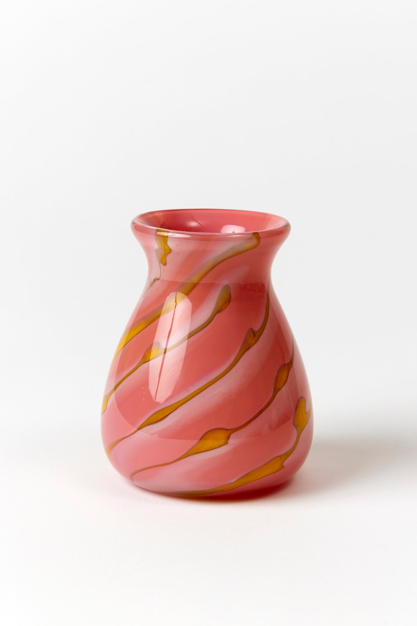 Handblown glass swirled bud vases. Made by Paul Arnhold.