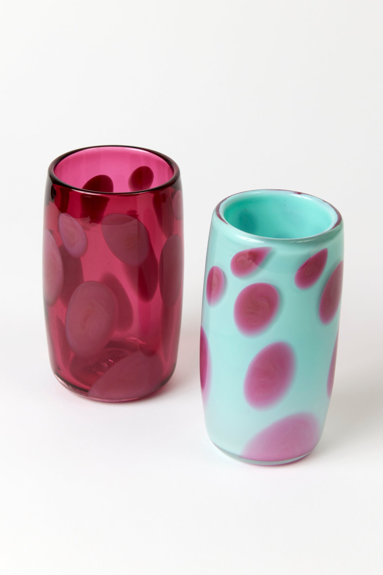 Handblown spotted vases. Made by Paul Arnhold.