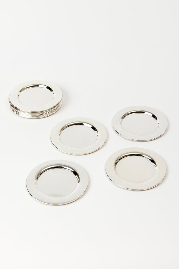 SET OF 4 VINTAGE ENGLISH SILVER COCKTAIL PLATES
