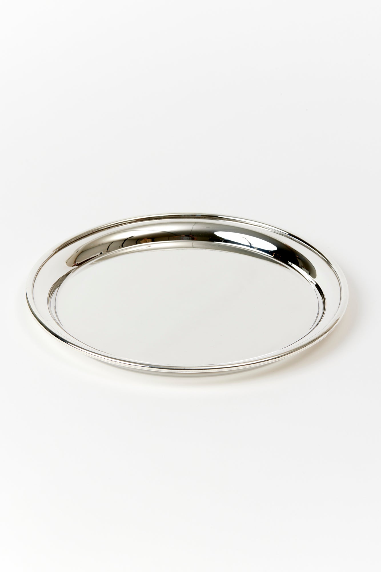 Vintage english silver round tray for service.