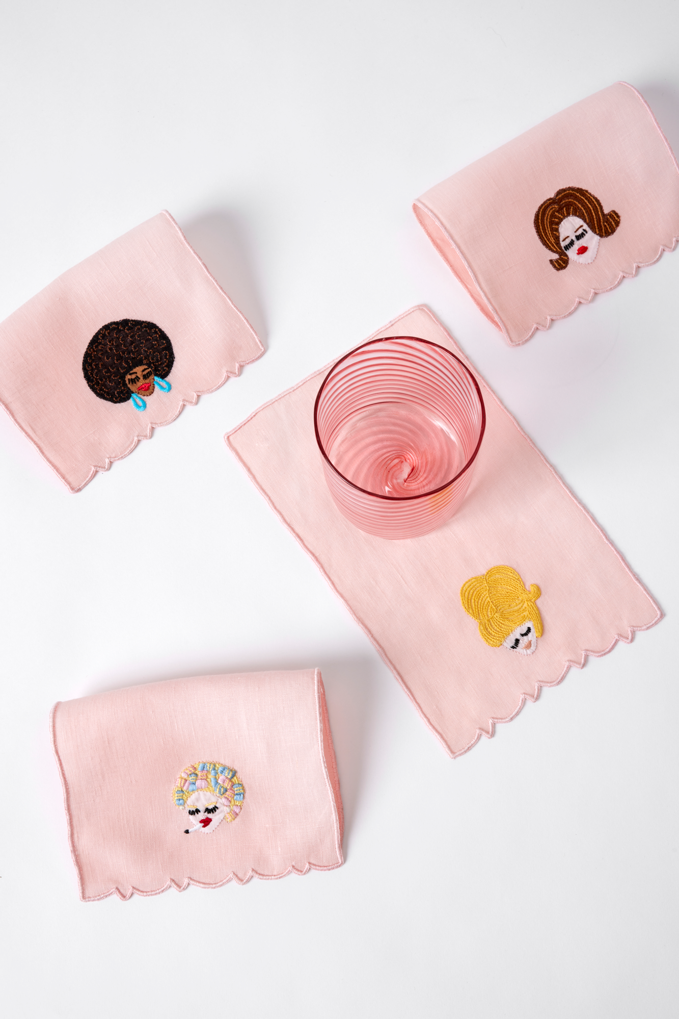 Set of hairstyle cocktail napkins. Inspired by the sixties.