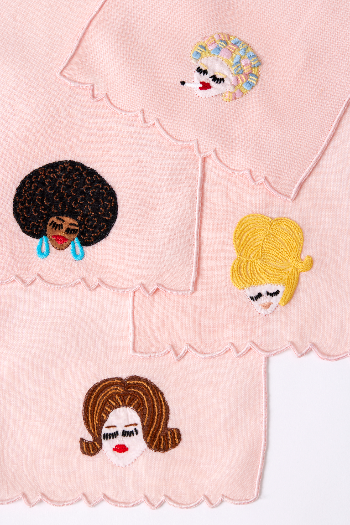 Set of hairstyle cocktail napkins. Inspired by the sixties.