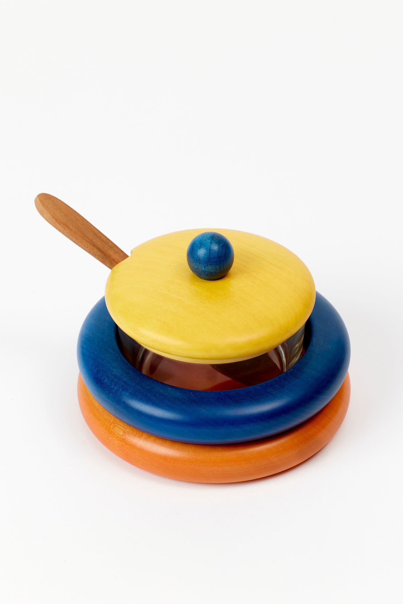 Wooden condiment service designed by Manzoni Pietro.