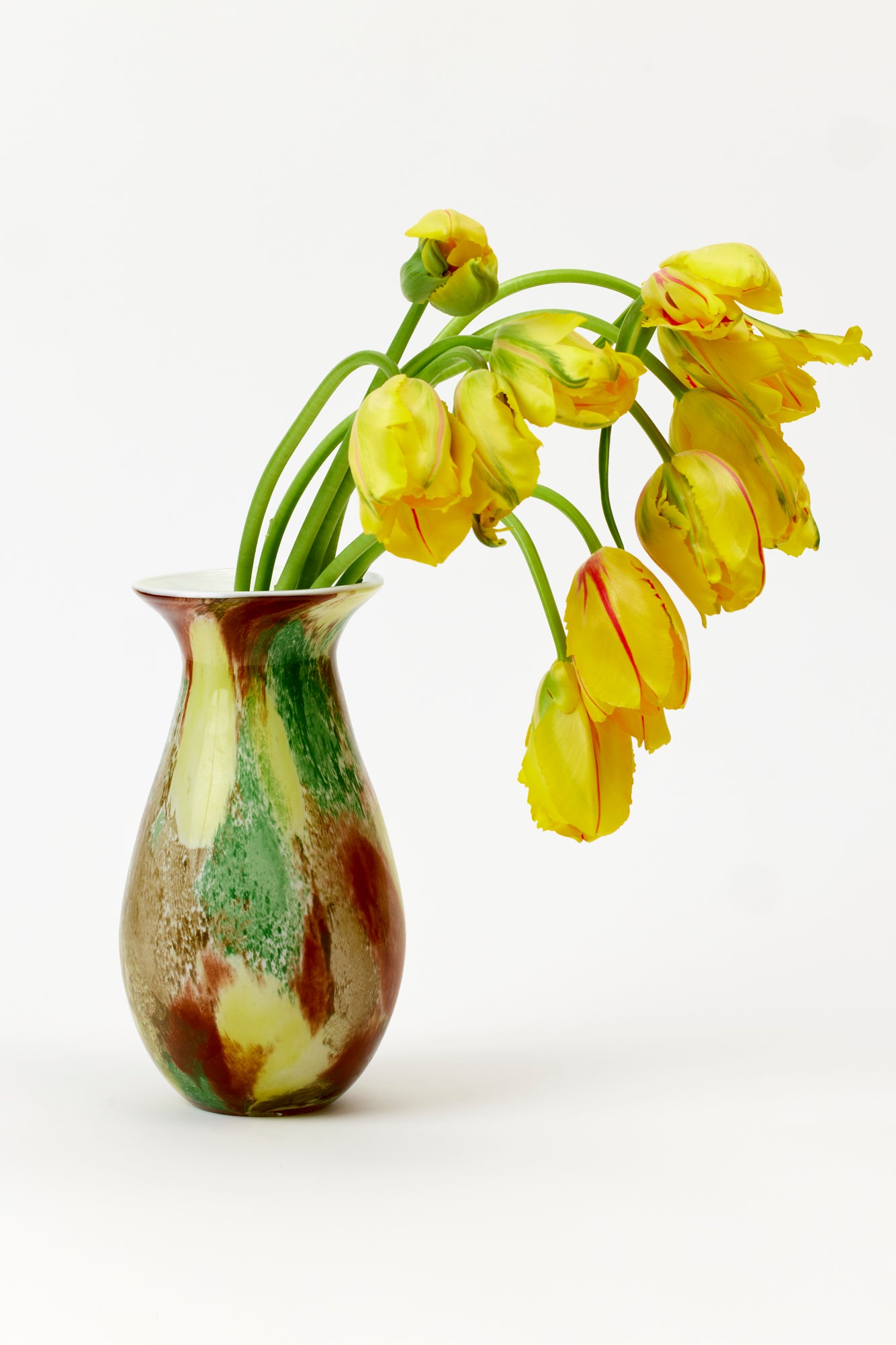 Spotted vase for flowers.