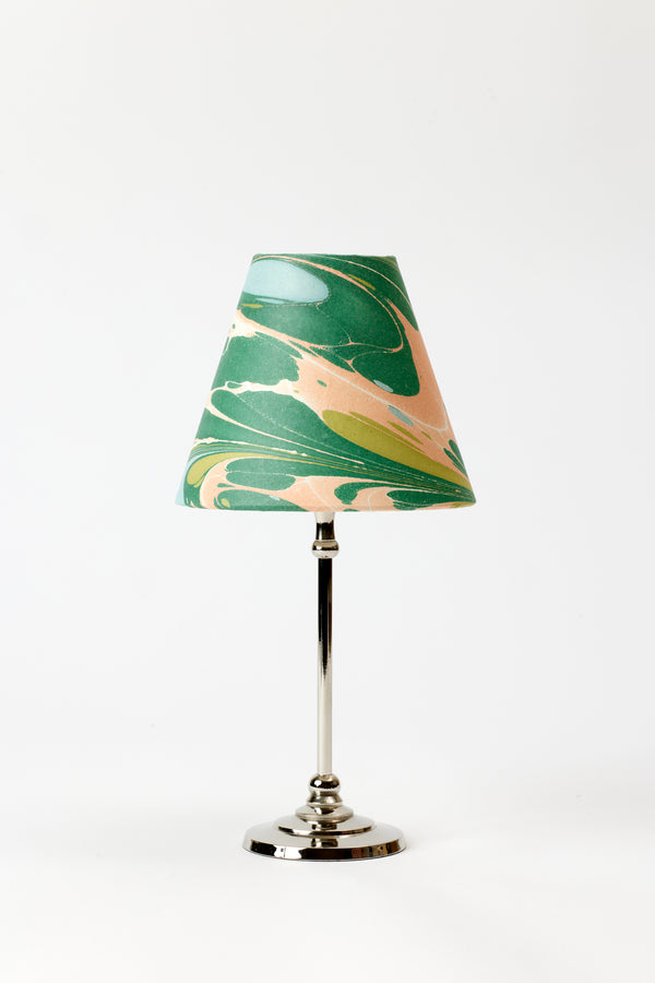 MARBLED PAPER TABLE LAMP SHADE PINK & TEAL