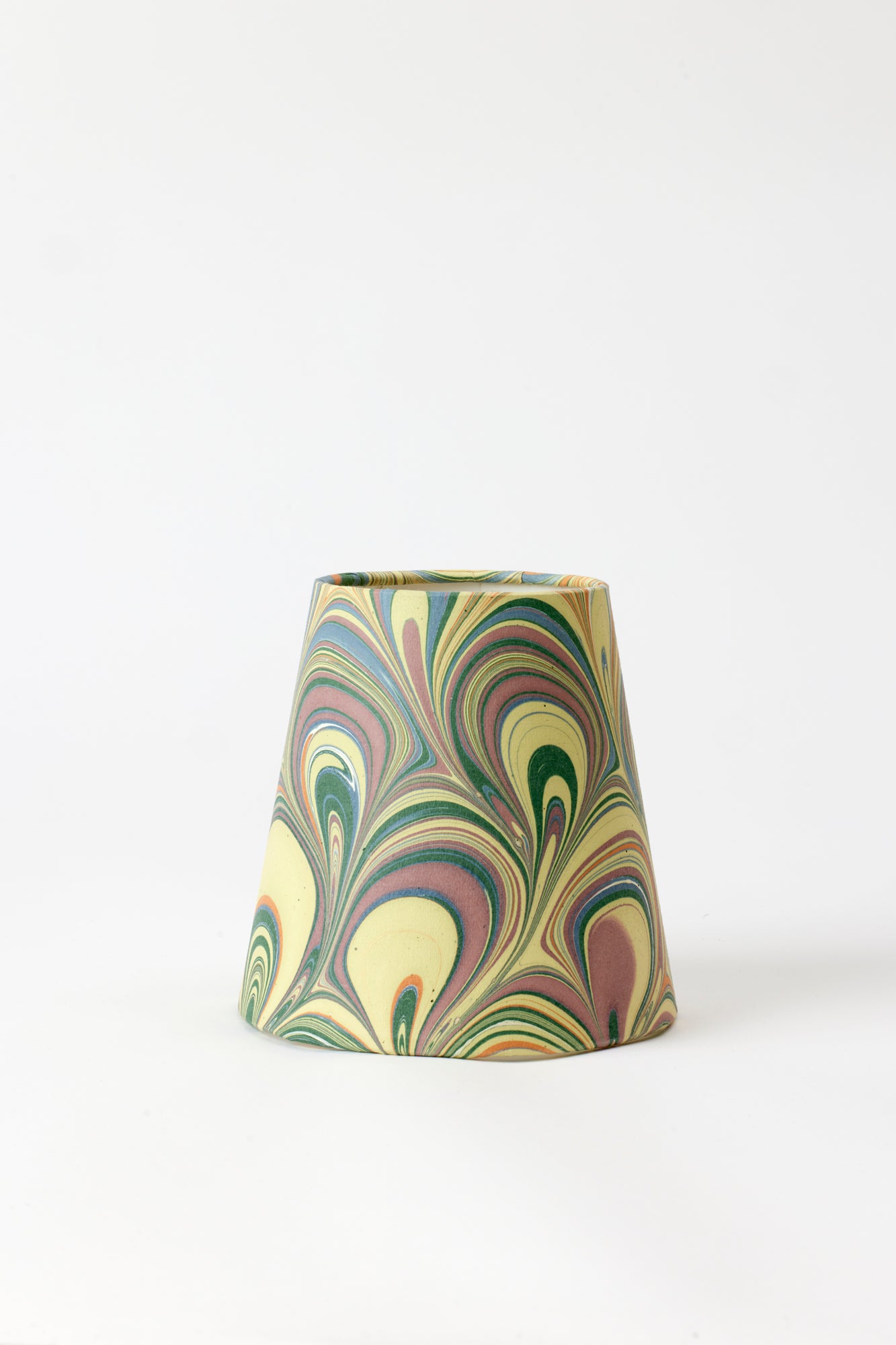 Hand marbled chandelier shades.