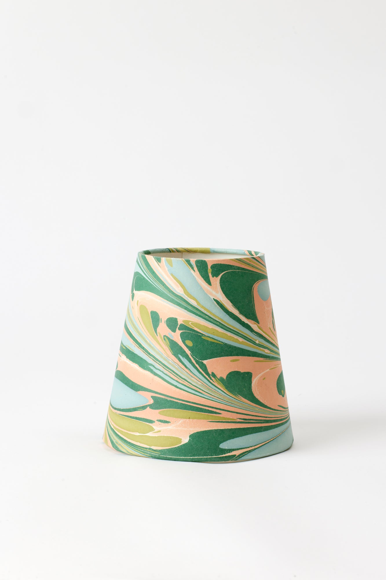 Hand marbled chandelier shades.