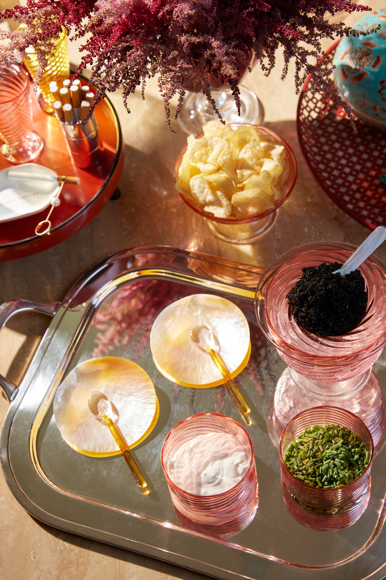 Handblown blush glass compote. Perfect for dessert or snacks.