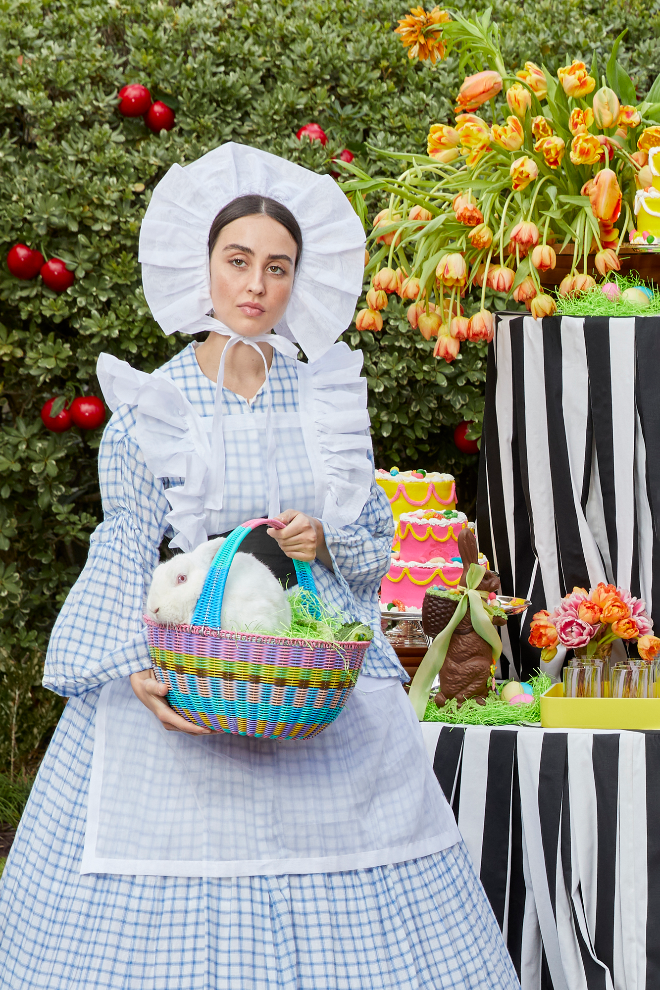 This colorful handwoven plastic Easter Basket is generously sized to fit all the spoils of the season, from Easter to Labor Day.