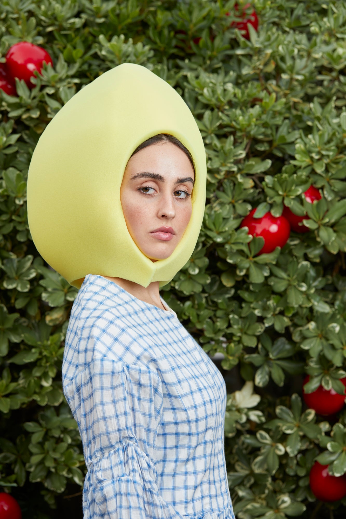Yellow foam egg head.