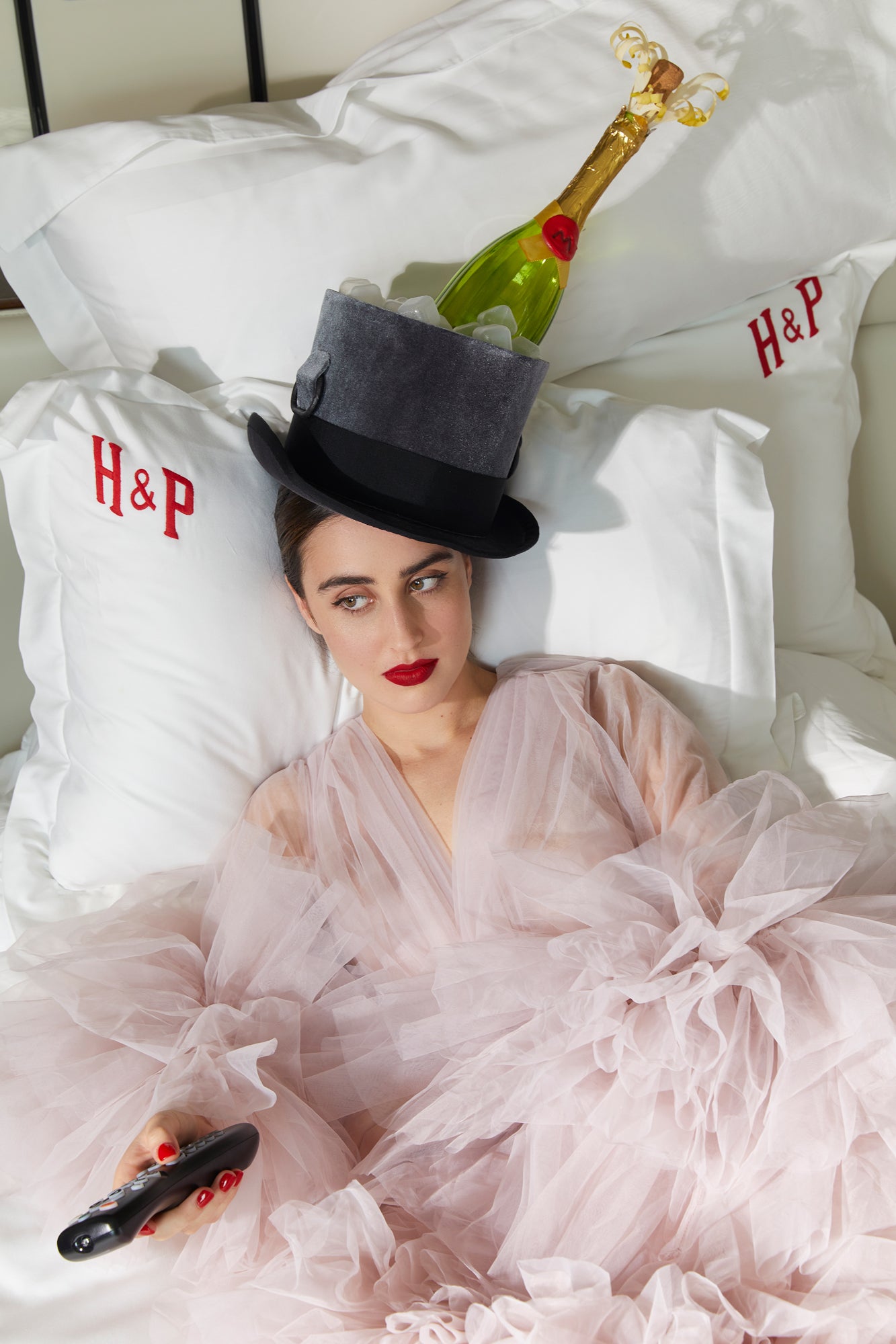 BLUSH RUFFLED TULLE DRESSING GOWN