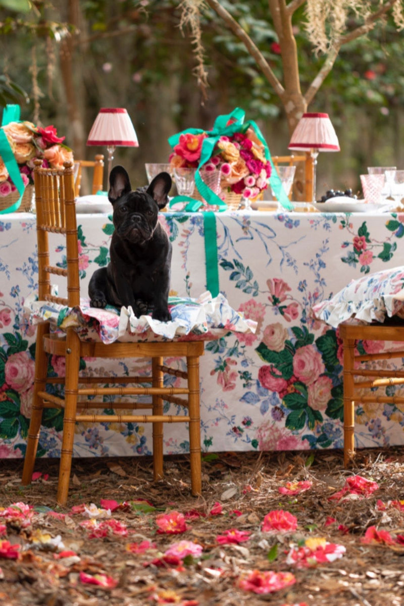 FLORAL BOUQUET RUFFLED PILLOW AND CHAIR CUSHION