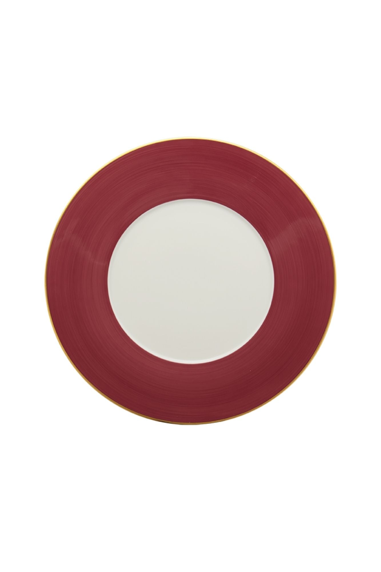 Hand painted dinnerware with rouge red color.