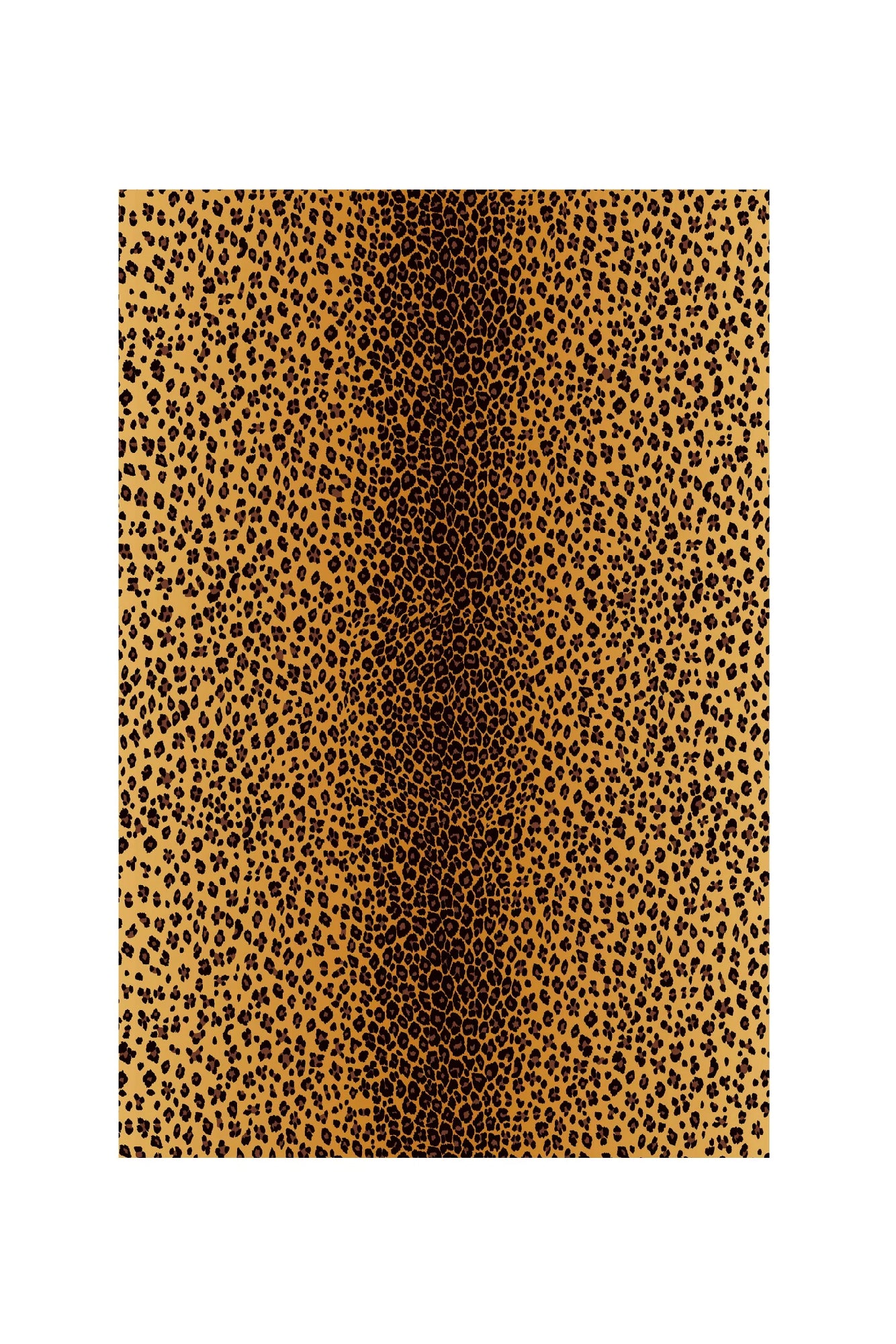 Rectangular leopard print tablecloth. 70” wide by 90” long. 